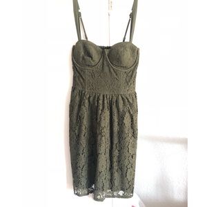 Lace, olive mini dress